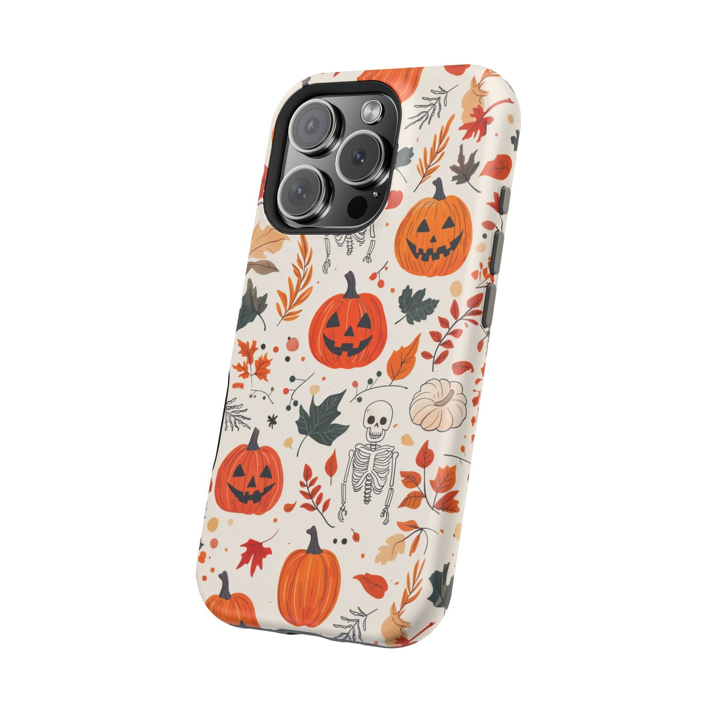 Halloween Pumpkin & Skeleton MagSafe iPhone Case – Spooky Autumn Design