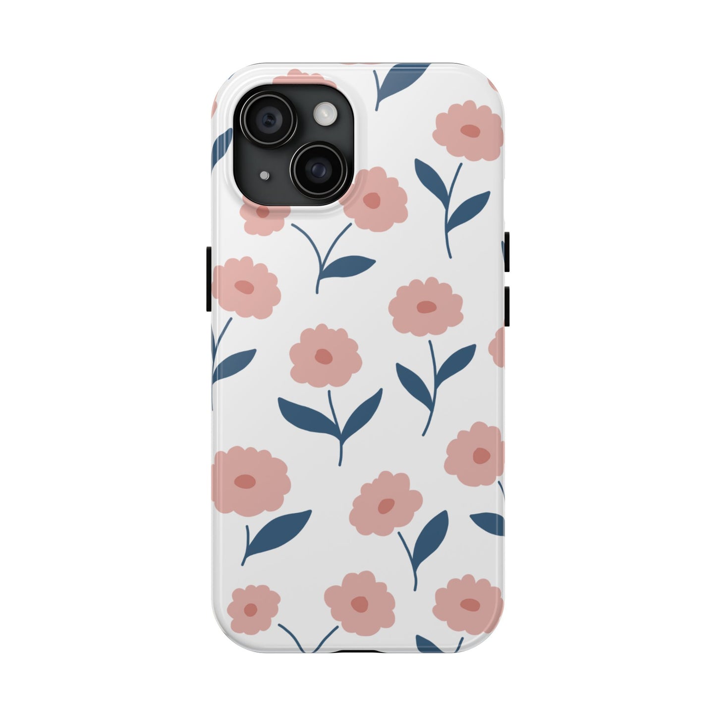 Playful Pink Floral Tough iPhone Case – Soft Pastel Design, Slim & Shockproof