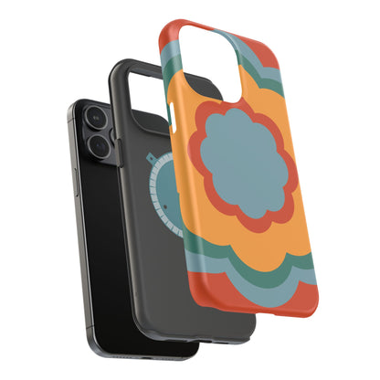 Retro Flower Power MagSafe iPhone Case – Bold 70s-Inspired Design with Dual-Layer Protection