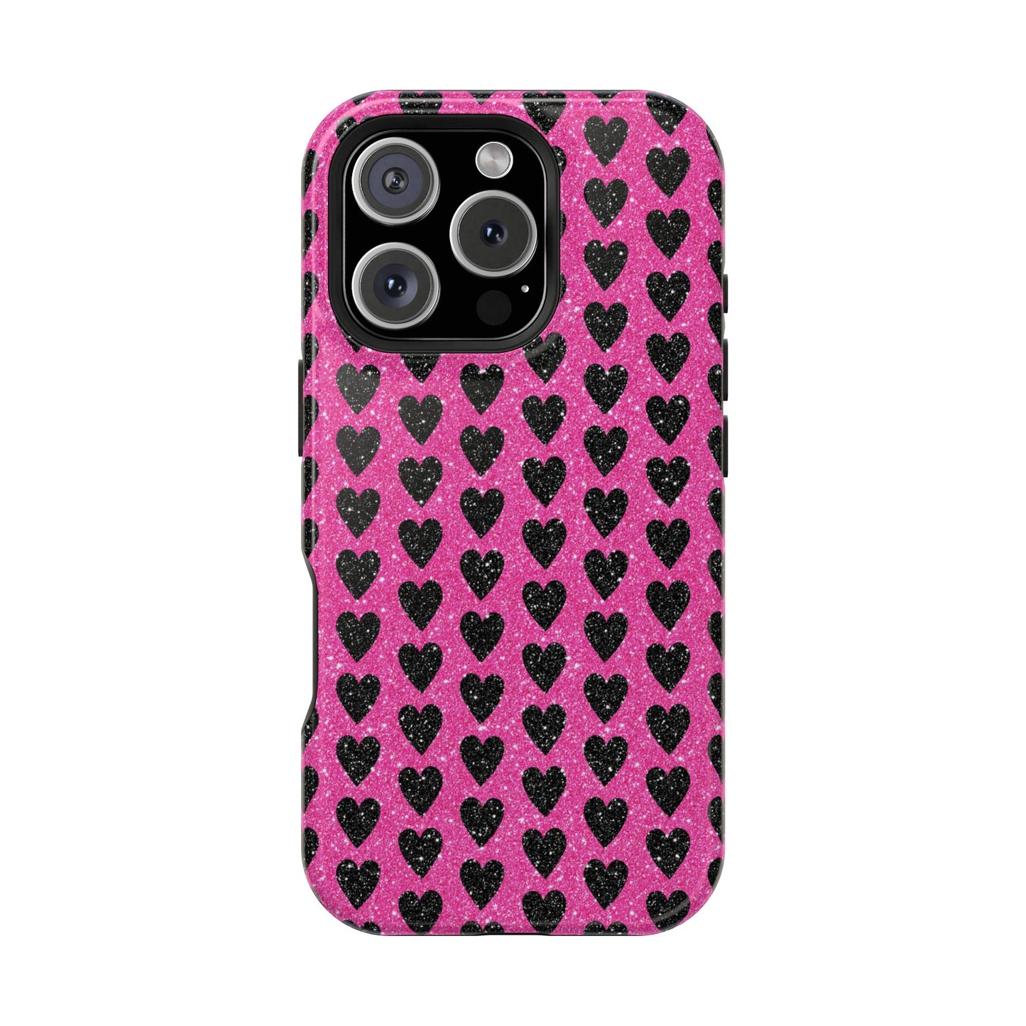 Black Hearts Glitter MagSafe Case