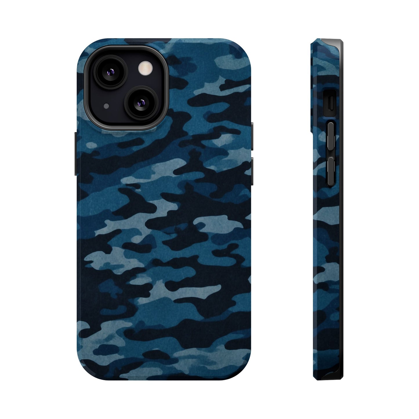 Dark Blue Camouflage – MagSafe iPhone Case with Modern Rugged Style