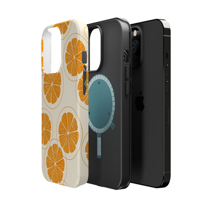 Citrus Burst Pattern Tough MagSafe iPhone Case – Bold Orange Design, Shockproof Protection