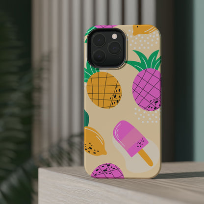 Tropical Pop MagSafe iPhone Case – Fun Pineapple & Lemon Design with Vibrant Summery Colors