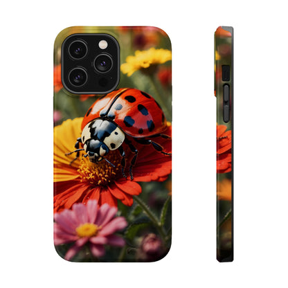 Ladybug on Orange Daisy - MagSafe iPhone Case