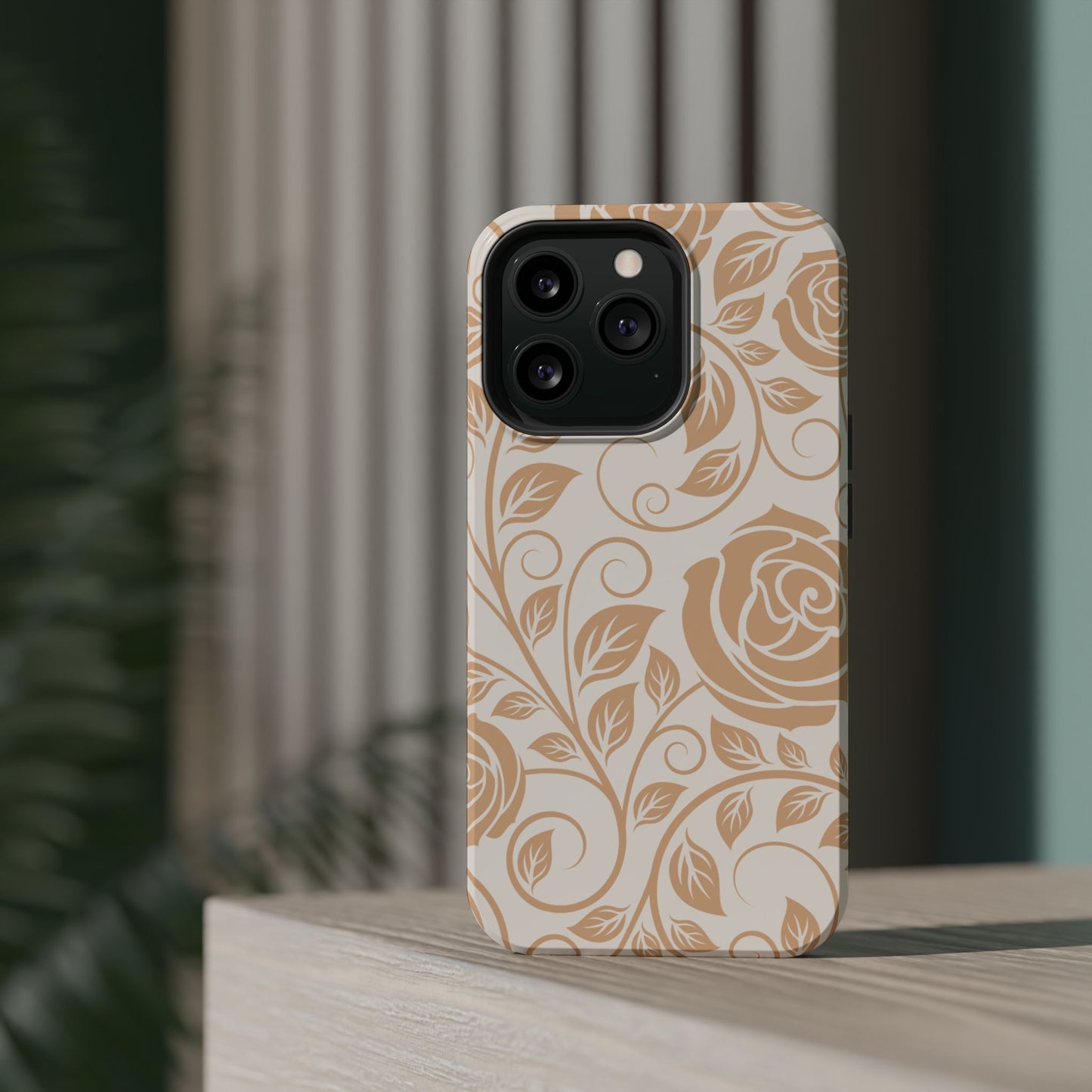 Vintage Rose Vine Tough MagSafe iPhone Case – Elegant Floral Pattern with Dual-Layer Protection