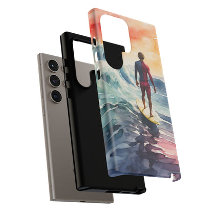 Surfer’s Sunset Wave Samsung Galaxy Case – Vibrant Watercolor Design