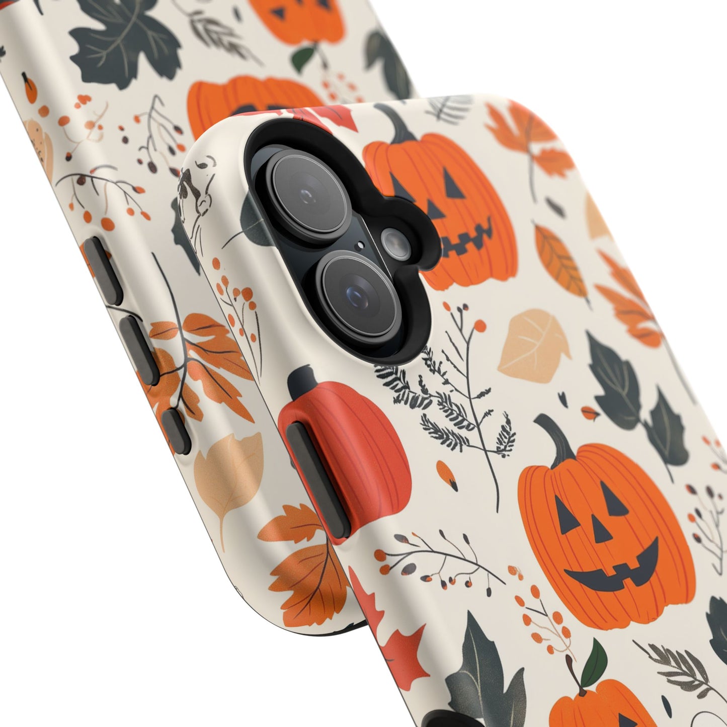 Spooky Pumpkin & Skeleton MagSafe iPhone Case – Halloween Jack-O'-Lantern Design