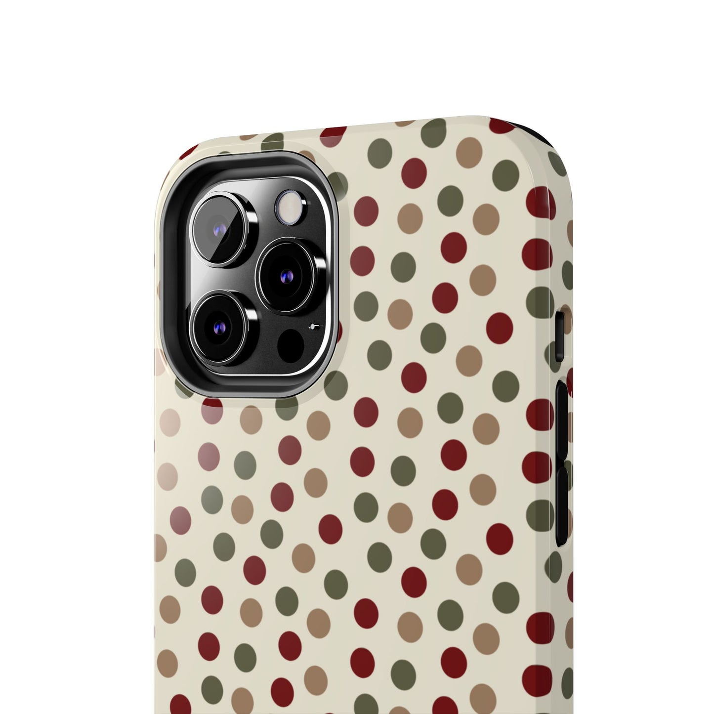 Festive Red & Green Polka Dots on Cream – iPhone Case