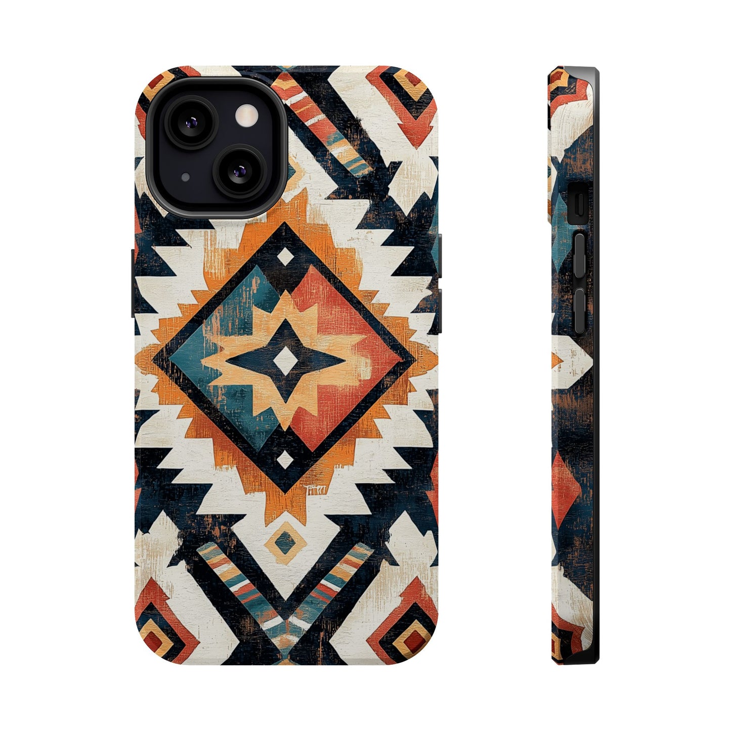 Vintage Southwestern Diamond Tough MagSafe iPhone Case – Rustic Tribal Design, Dual-Layer Protection