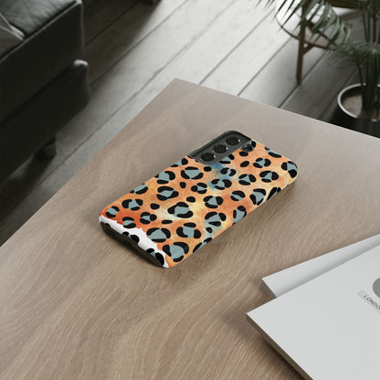 Sunset Watercolor Leopard Print Tough Samsung Galaxy Case – Artistic Animal Pattern with Dual-Layer Protection