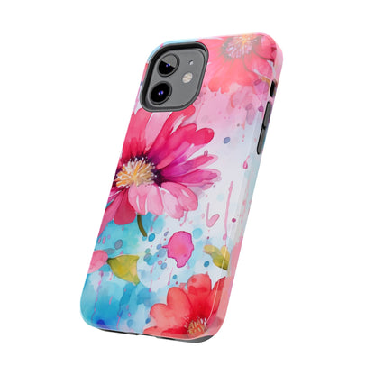 Vibrant Watercolor Red & Pink Floral - iPhone Case