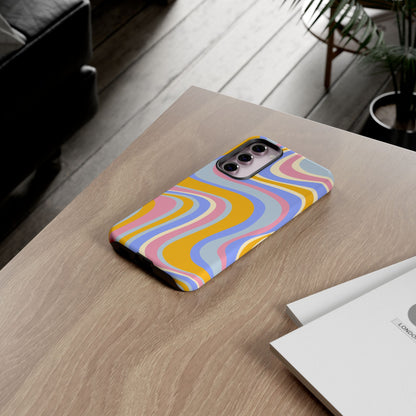 Groovy Pastel Waves Samsung Galaxy Case – 70s-Inspired Design with Dual-Layer Protection