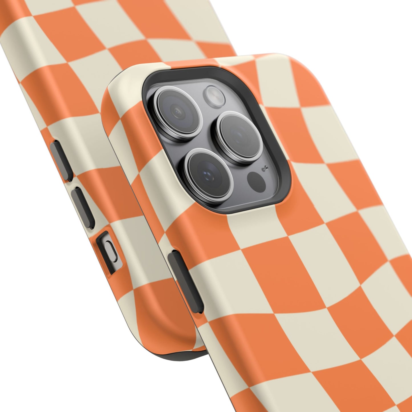 Wavy Retro Checkerboard MagSafe iPhone Case – Shockproof, Matte Finish, Dual-Layer Protection