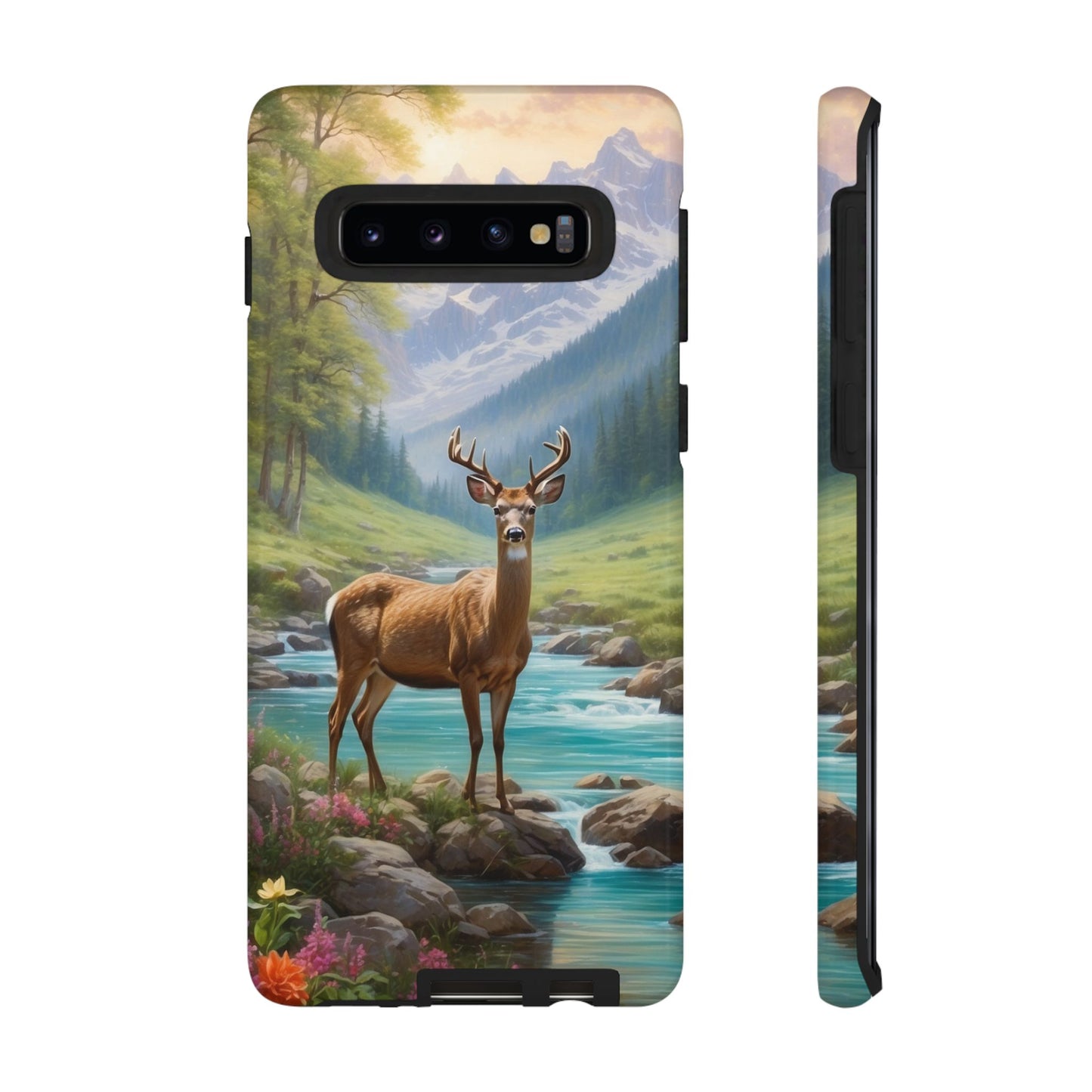 Alpine Serenity – Stag in Mountain Bliss Samsung Galaxy Phone Case