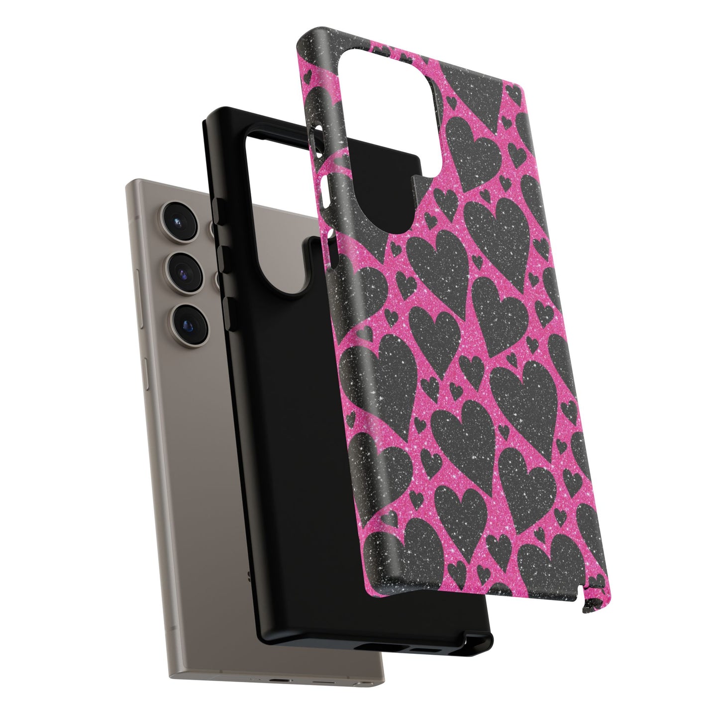 Pink Glitter Hearts Samsung Galaxy Case