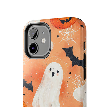 Spooky Cute Ghost iPhone Case – Halloween Ghosts, Pumpkins, Bats & Cobwebs Design