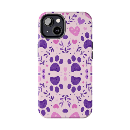 Pastel Paw Print iPhone Case - Cute Pet-Themed Floral Protective Cover