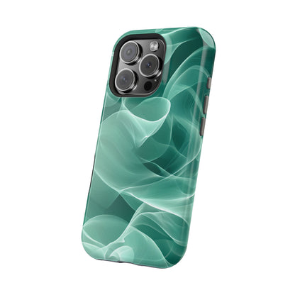 Emerald Flow MagSafe iPhone Case – Translucent Green Fabric-Inspired Design