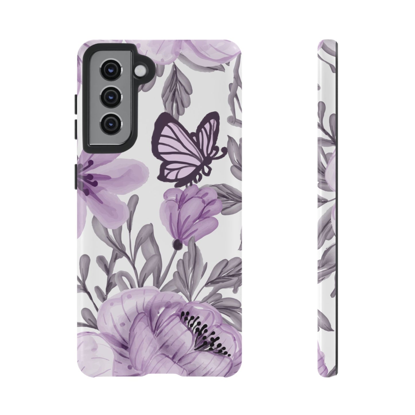 Lavender Bloom Butterfly Samsung Galaxy Case – Delicate Floral Design with Watercolor Details