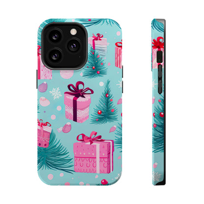 Festive Pink Christmas Gifts and Evergreen MagSafe iPhone Case – Holiday Theme, Protective Cover