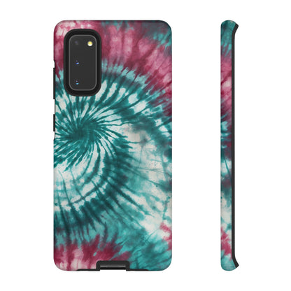 Teal and Pink Spiral Tie-Dye Samsung Galaxy Case – Boho Chic Design