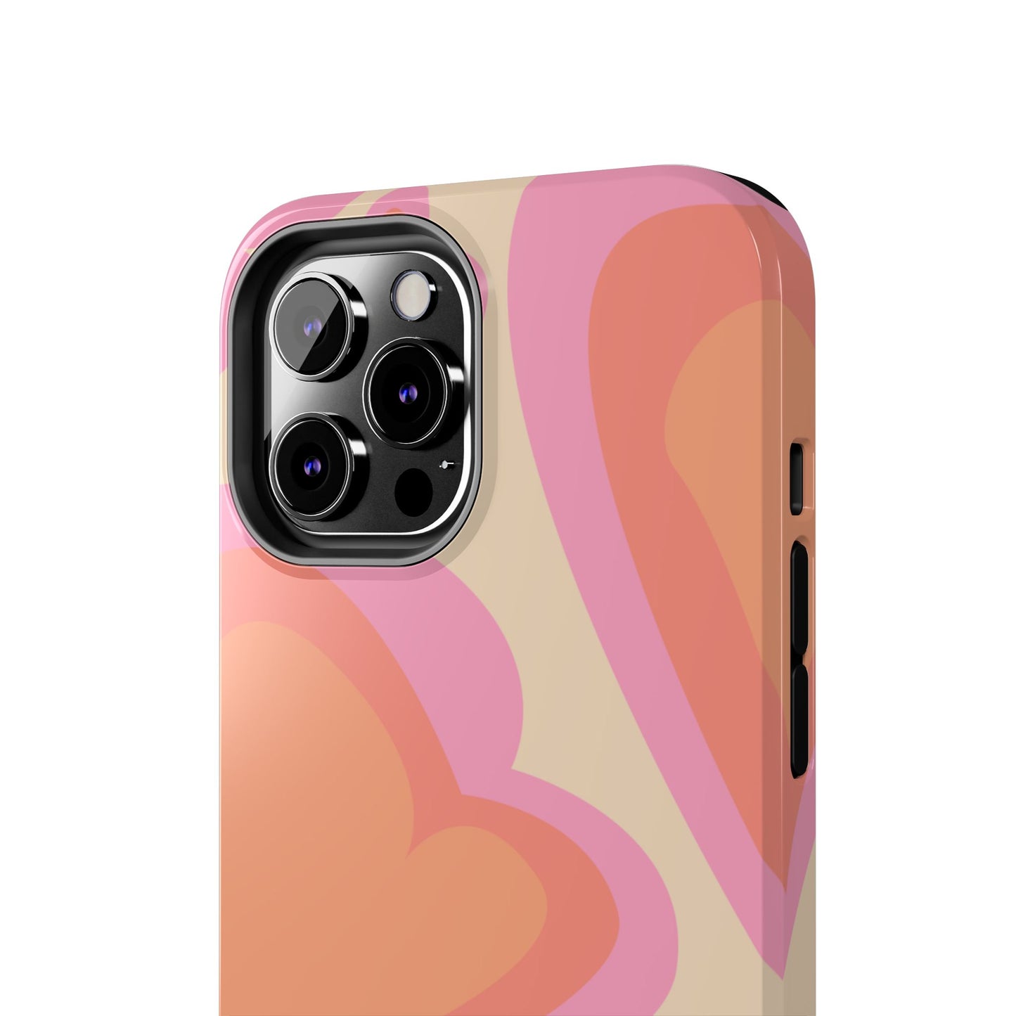 Retro Pink Hearts iPhone Case – Shock-Resistant, Matte Finish, Dual-Layer Protection