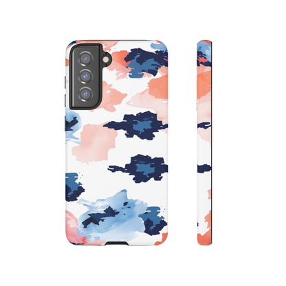 Abstract Coral & Navy Watercolor Design – Samsung Galaxy Case