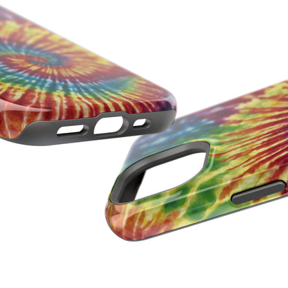 Vibrant Spiral Tie-Dye MagSafe Case – Retro Rainbow Design