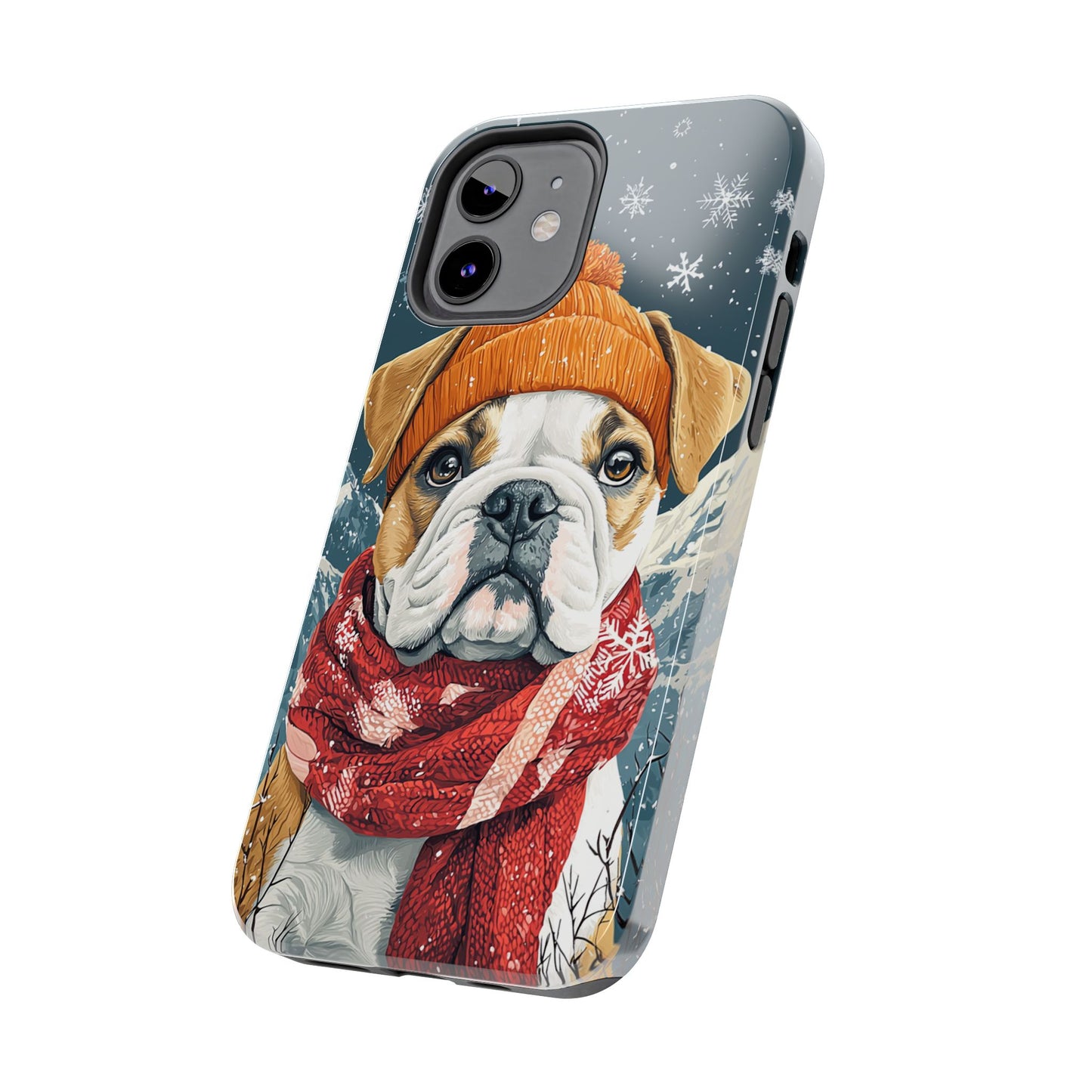 Cozy French Bulldog iPhone Case – Rustic Fireplace Protective Cover