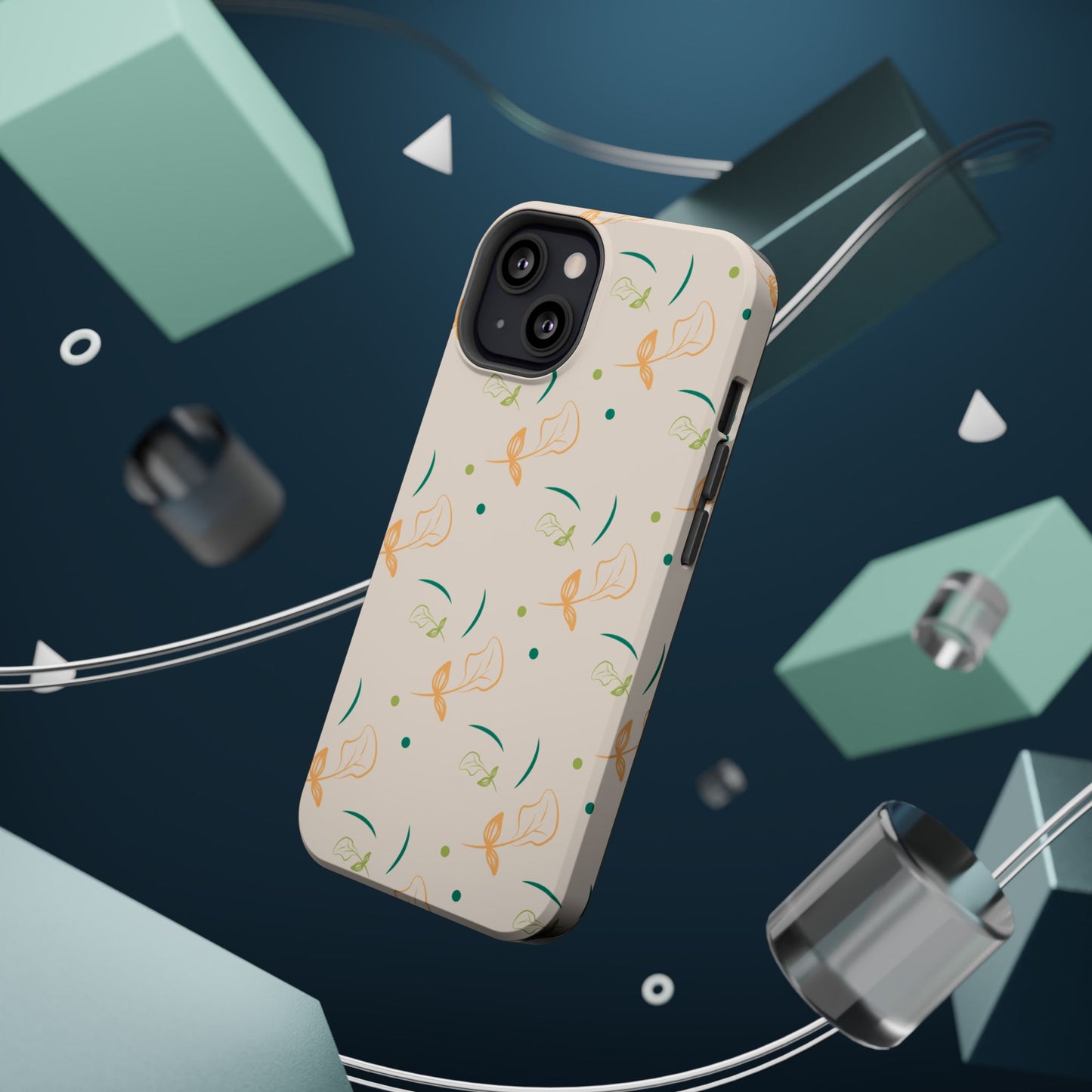 Soft Pastel Abstract Floral Tough MagSafe iPhone Case – Playful Minimalist Design with Dual-Layer Protection