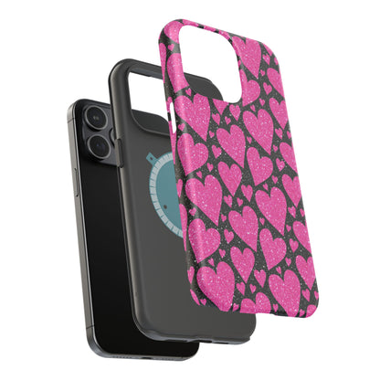 Glitter Hearts MagSafe iPhone Case