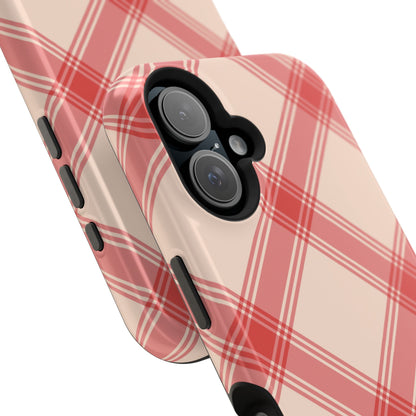 Soft Peachy Red Plaid MagSafe Case