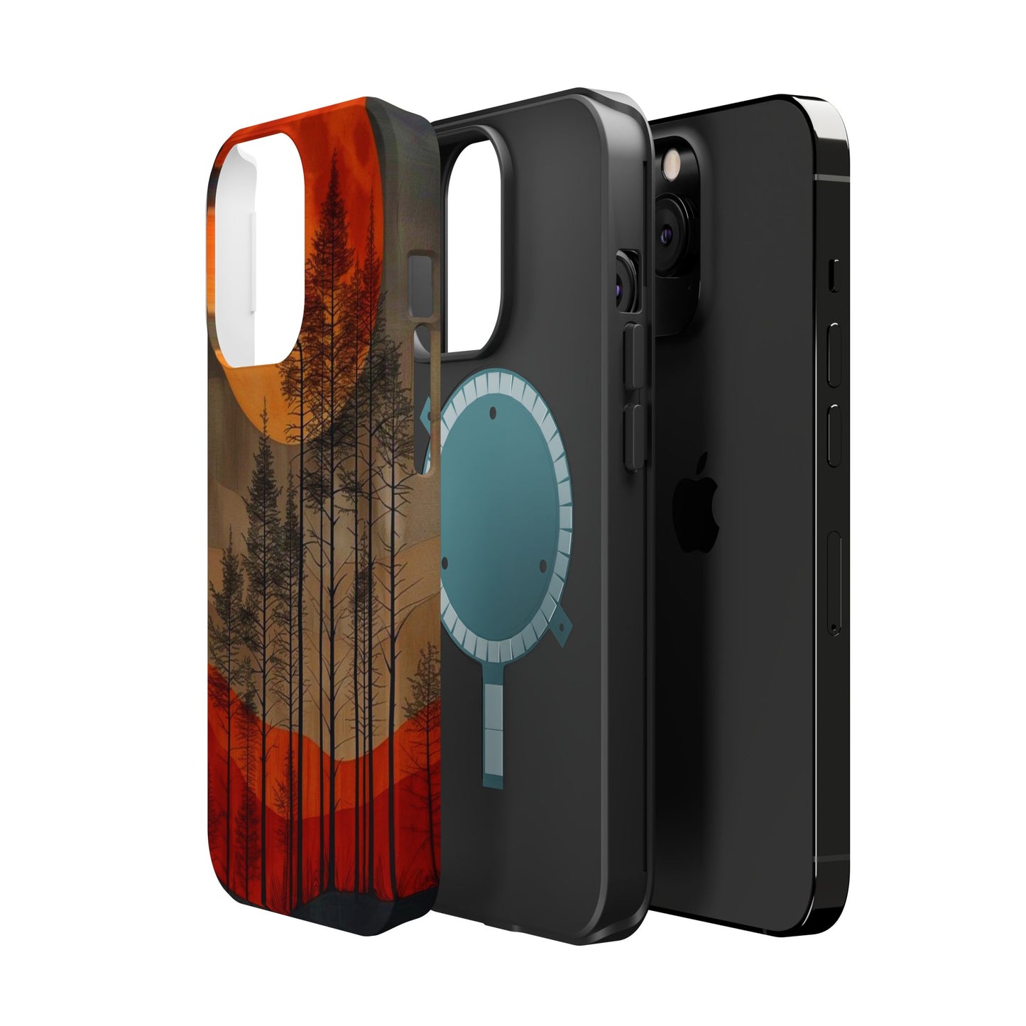 Moody Forest Moonrise MagSafe iPhone Case – Dark Landscape Design, Dual-Layer Protection