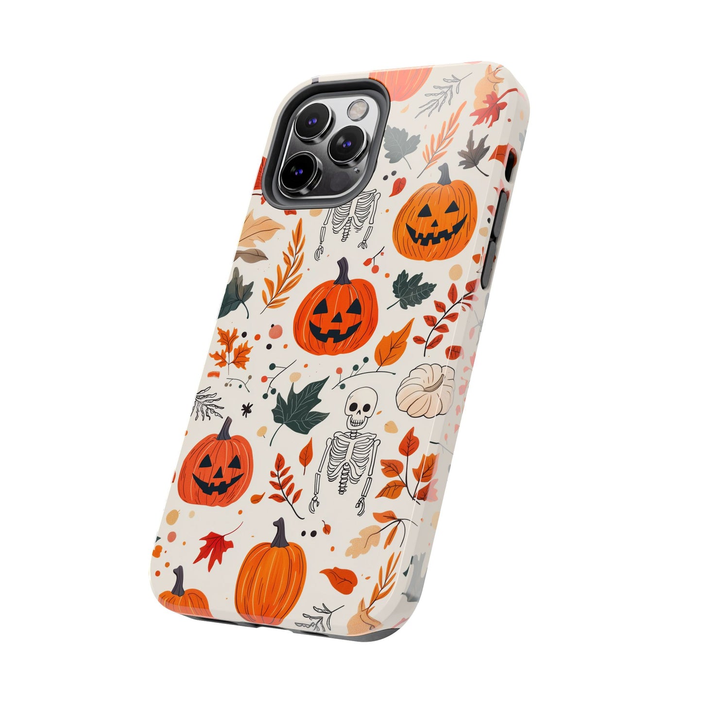 Halloween Pumpkin & Skeleton iPhone Case – Spooky Autumn Design