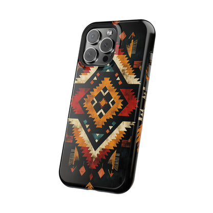 Southwestern Tribal Diamond Tough MagSafe iPhone Case – Bold Geometric Pattern, Dual-Layer Protection