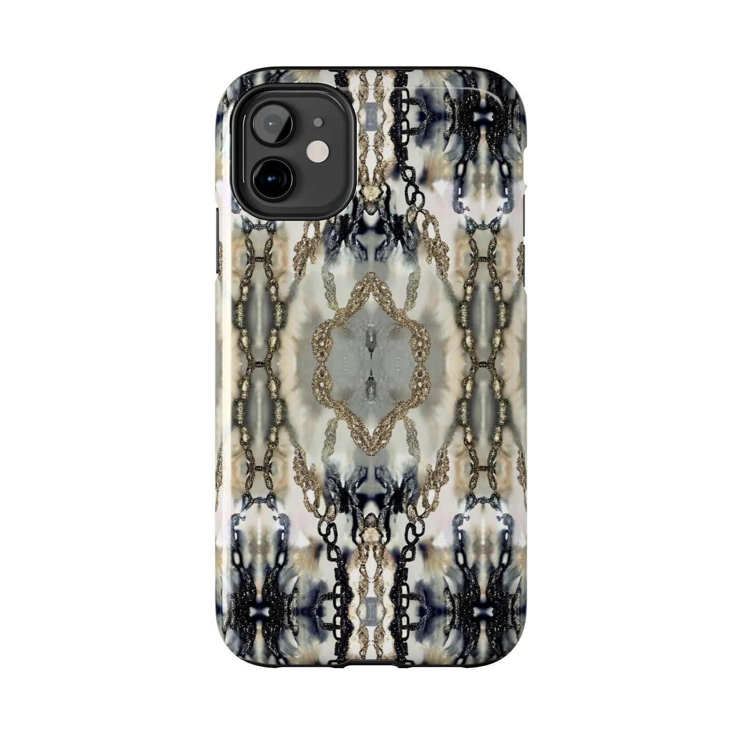 Abstract Marble - Metal Chain Pattern iPhone Case - Chic Protective Cover