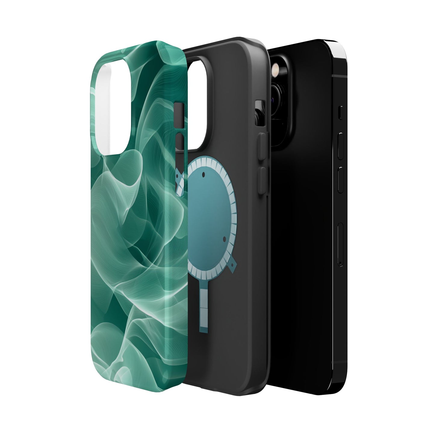 Emerald Flow MagSafe iPhone Case – Translucent Green Fabric-Inspired Design