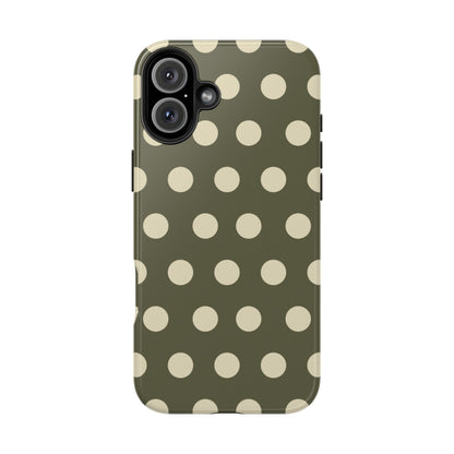 Vintage Green & Cream Polka Dots – iPhone Case