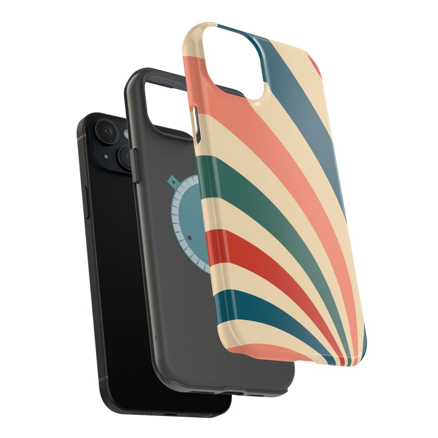 Retro Sunburst Swirl MagSafe iPhone Case – Dual-Layer Protection with Bold 70s Vibes