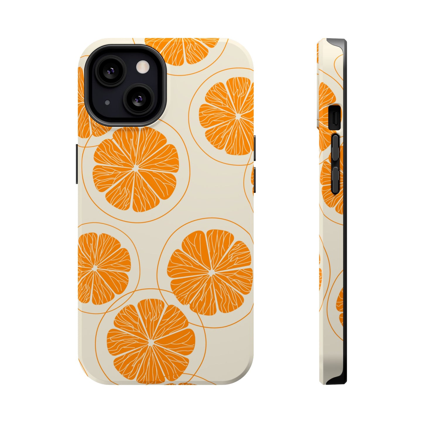 Citrus Burst Pattern Tough MagSafe iPhone Case – Bold Orange Design, Shockproof Protection