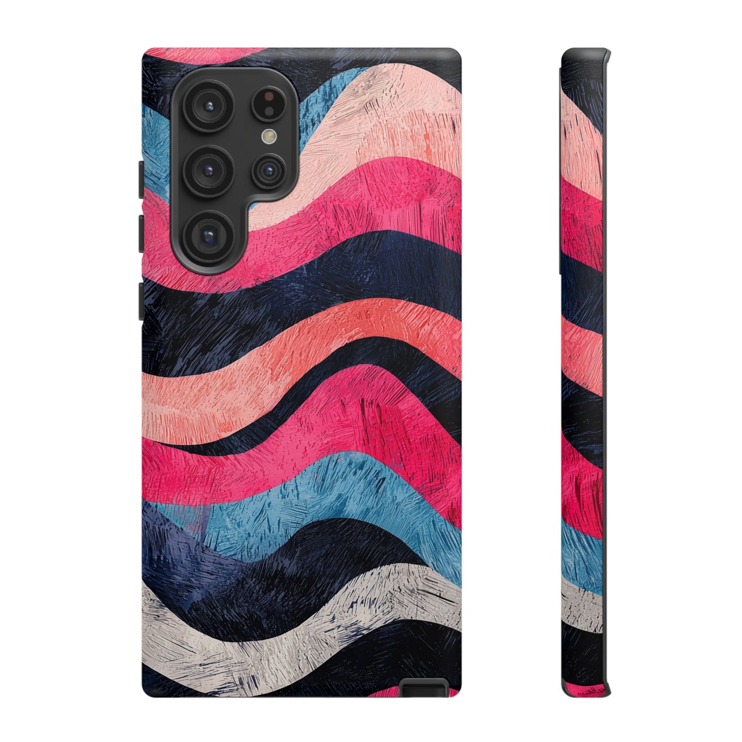 Abstract Wave Pattern Samsung Galaxy Case – Shockproof, Matte Finish, Dual-Layer Protection