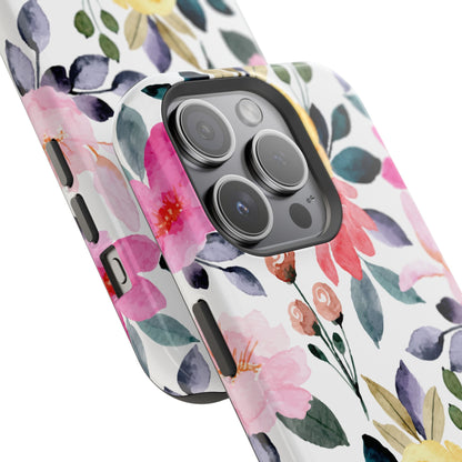 Blossoming Beauty – MagSafe Case with Pastel Floral Watercolor Design