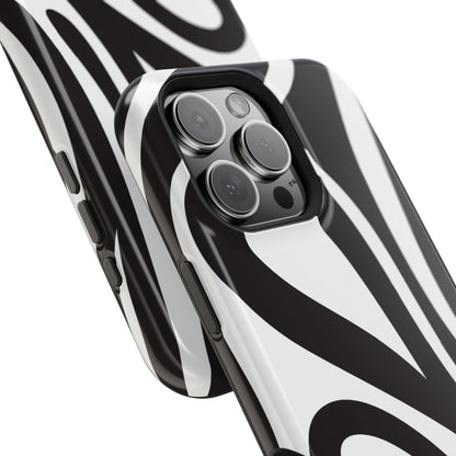 Modern Black and White Abstract Tough MagSafe iPhone Case – Bold Graphic Pattern with Dual-Layer Protection