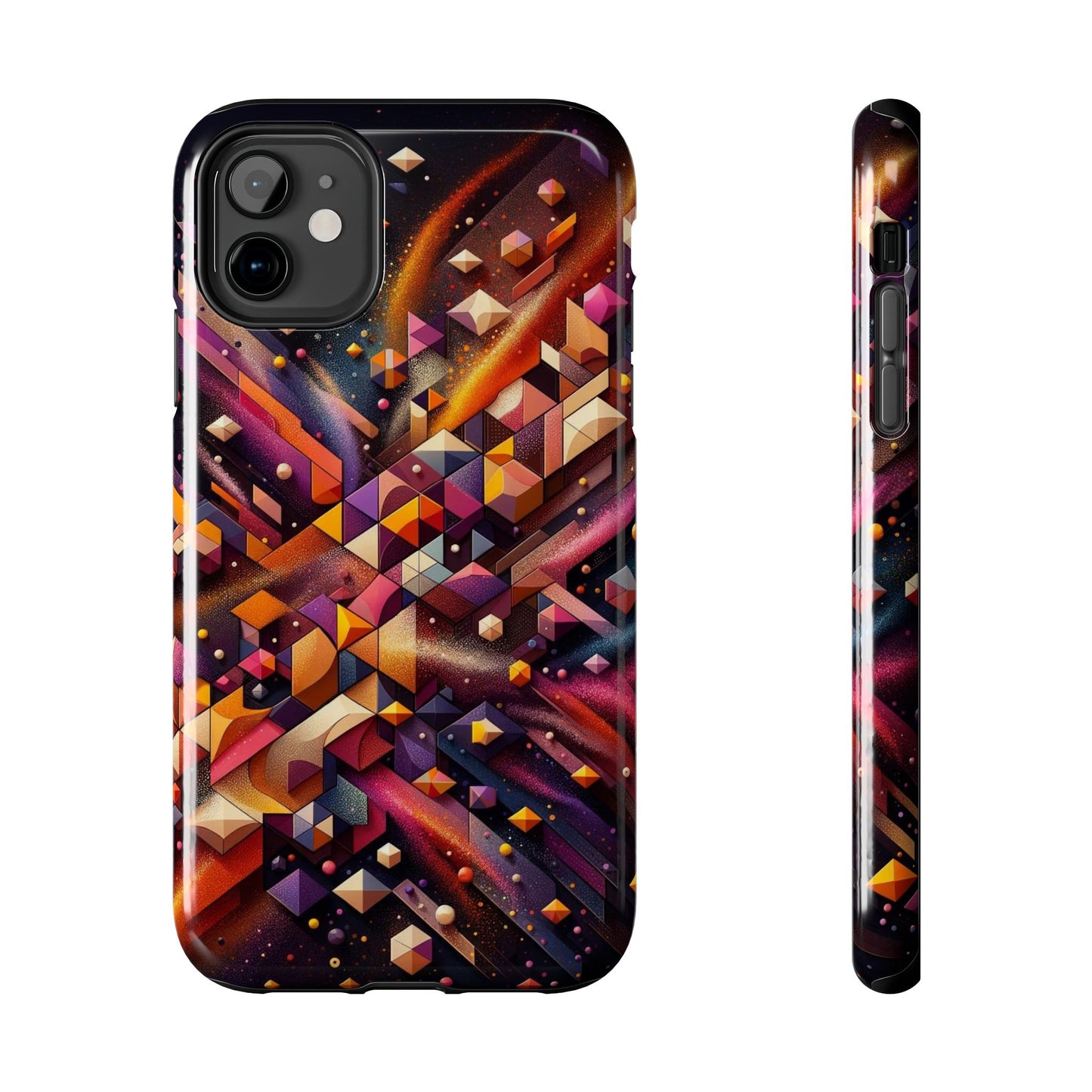 Geometric Galaxy iPhone Case - Abstract Cosmic Protective Cover - Retro Gamer