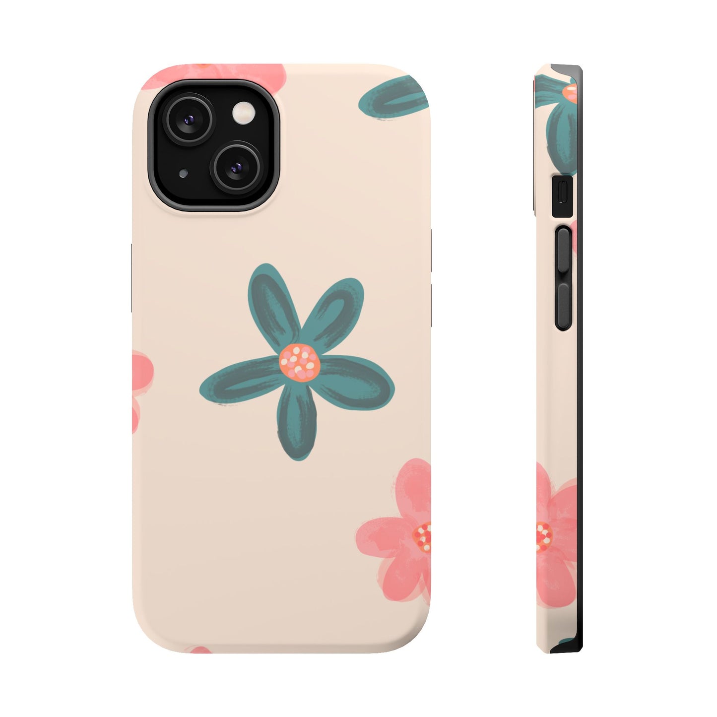 Vintage Floral Tough MagSafe iPhone Case – Soft Matte Finish with Dual-Layer Protection