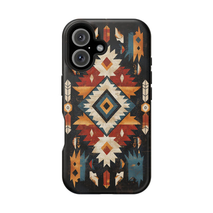 Southwestern Arrow & Diamond Tough MagSafe iPhone Case – Bold Tribal Design, Dual-Layer Protection