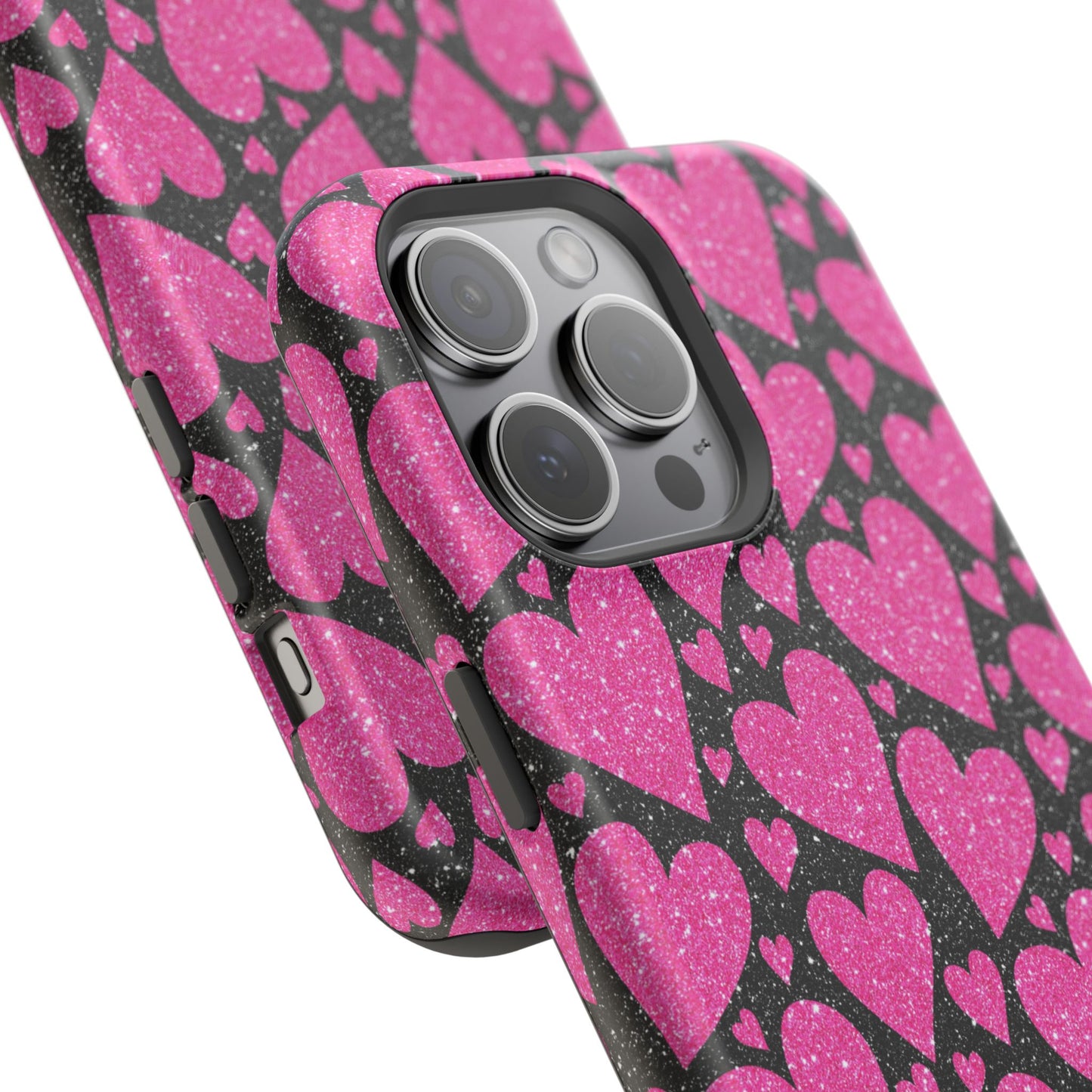 Glitter Hearts MagSafe iPhone Case