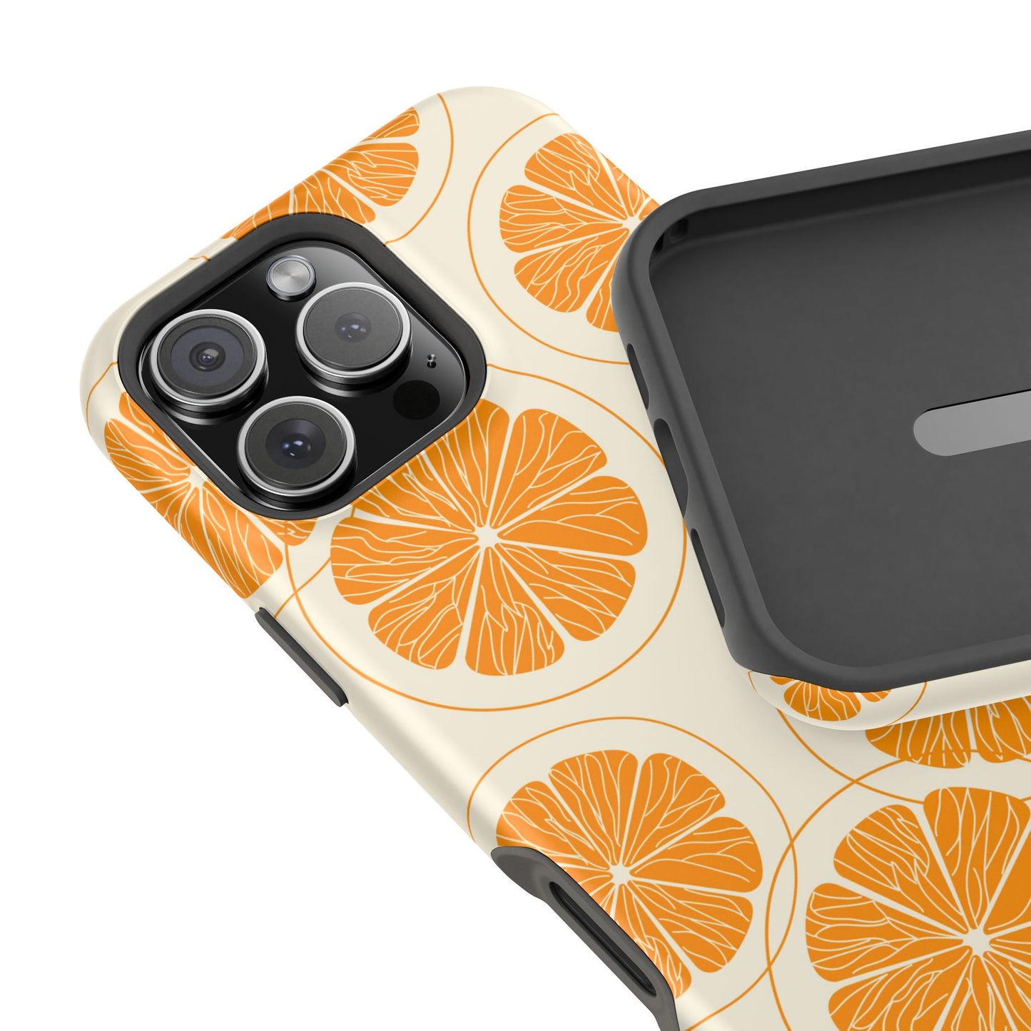 Citrus Burst Pattern Tough MagSafe iPhone Case – Bold Orange Design, Shockproof Protection