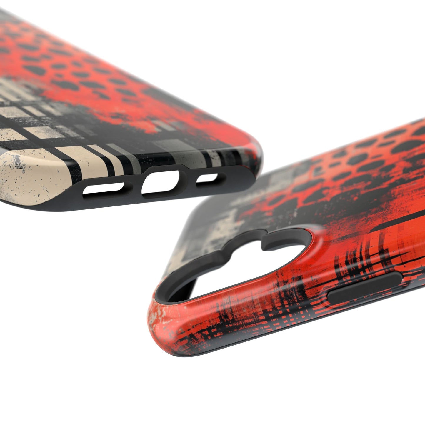 MagSafe iPhone Case: Cheetah Plaid – Red & Black Pattern