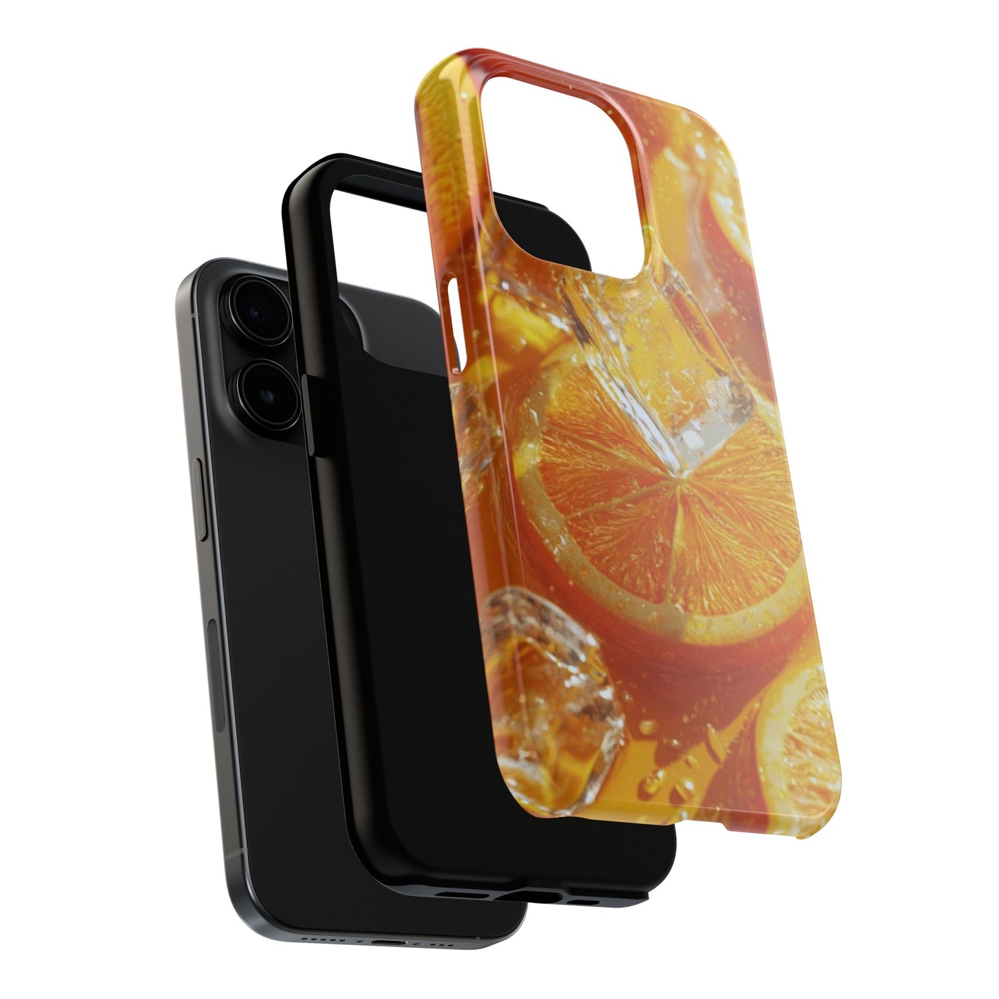 Citrus Orange Splash iPhone Case – Dual-Layer Tough Protection, Vibrant Summer Design